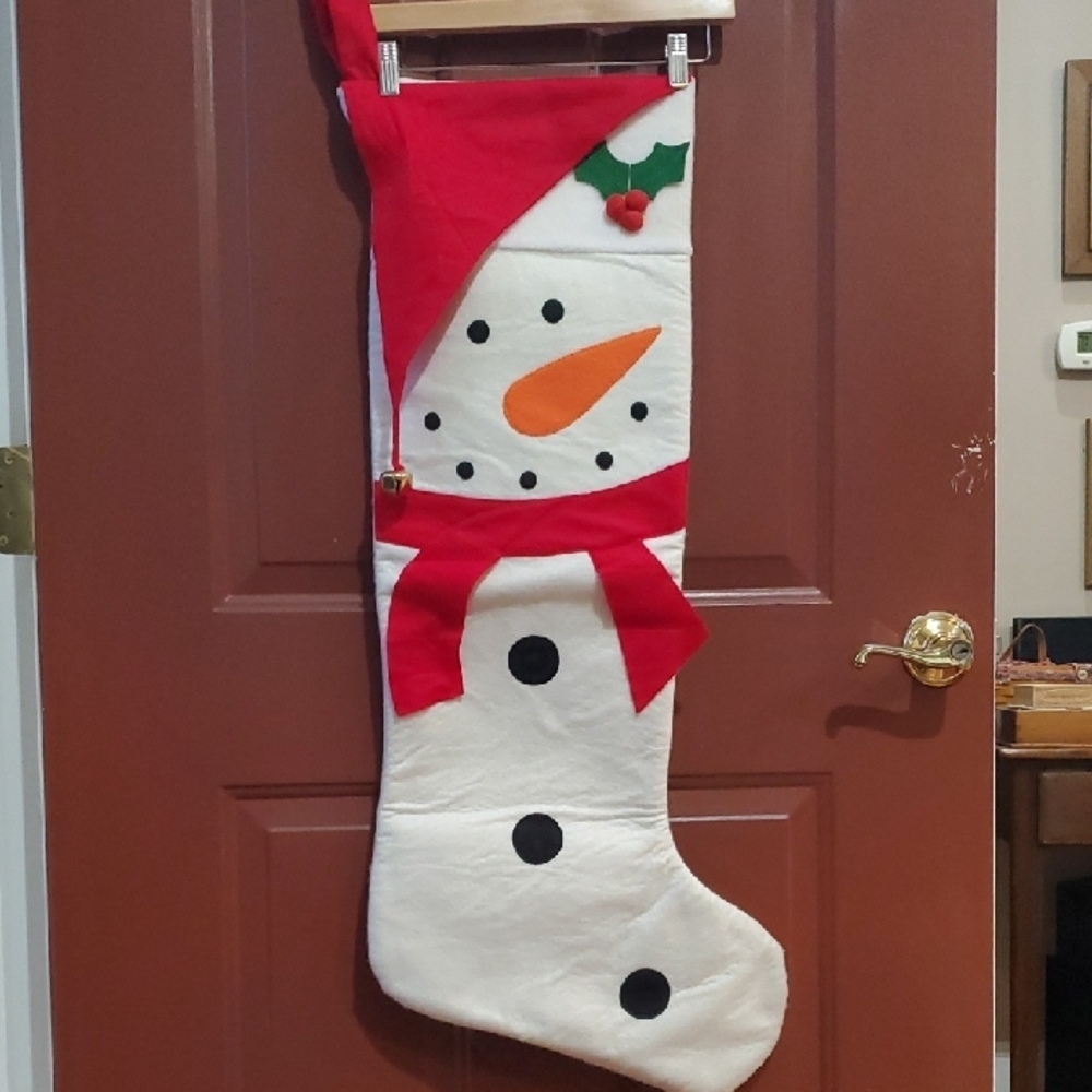 Supersize Snowman  Christmas Stocking - Red and White 34 Inches